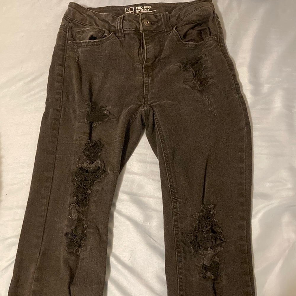 NOBO Mid Rise Skinny Black Distressed Jeans